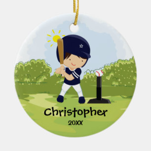 Süßer Baseballspieler Sport Weihnachtsbaumschmuck Keramikornament