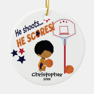 Süßer Basketballspieler Sport Weihnachtsbaumschmuc Keramik Ornament
