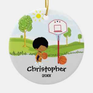 Süßer Basketballspieler Sport Weihnachtsbaumschmuc Keramikornament
