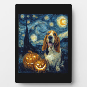 Süßer Basset Hound Hund Halloween Jack O Lantern K Fotoplatte