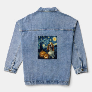 Süßer Basset Hound Hund Halloween Jack O Lantern K Jeansjacke