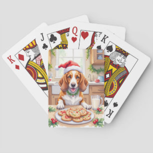 Süßer Basset Hound stiehlt Weihnachtskekse Spielkarten