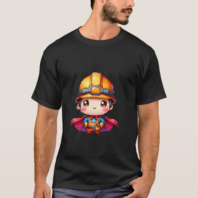Süßer Bauarbeiter Superheld Erbauer Superheld T-Shirt (Vorderseite)