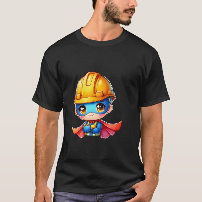 Süßer Bauarbeiter Superheld Erbauer Superheld T-Shirt (Vorderseite)