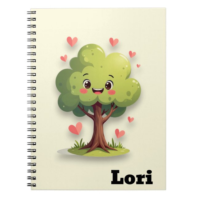 Süßer Baum Liebe Rote Herzen Spiralblock  Notizblock (Vorderseite)