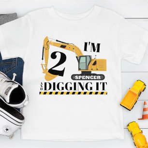 Süßer Baustellenbagger-LKW 2. Geburtstagsfeier Kleinkind T-shirt