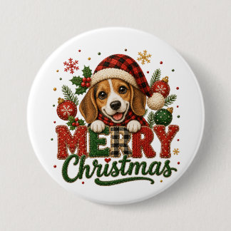 Süßer Beagle Frohe Weihnachten Button