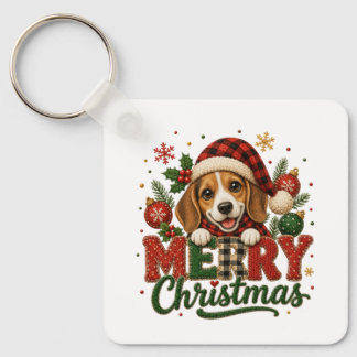 Süßer Beagle Frohe Weihnachten Schlüsselanhänger