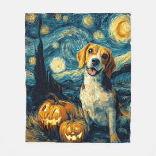Süßer Beagle Hund Halloween Jack O Lantern Kürbis Fleecedecke
