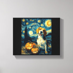 Süßer Beagle-Hund Halloween Jack O Lantern Kürbis Leinwanddruck