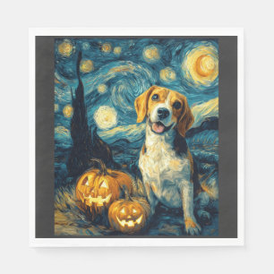 Süßer Beagle Hund Halloween Jack O Lantern Kürbis Serviette