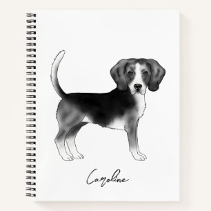 Süßer Beagle-Hund in Schwarzweiß und benutzerdefin Notizbuch
