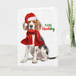 Süßer Beagle-Hund Lustige Flöhe Navidog Weihnachte Feiertagskarte