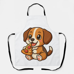 Süßer Beagle-Hund Pizza Pizza Liebhaber Cartoon Schürze