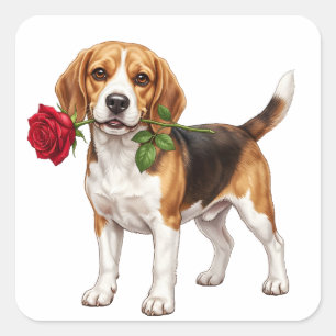 ‏Süßer Beagle-Hund Quadratischer Aufkleber