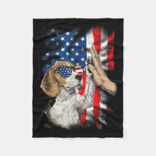 Süßer Beagle-Hund USA-Flagge 4. Juli Amerikanisch Fleecedecke