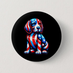 Süßer Beagle Hund USA-Flagge Frauen Männer Hunde L Button
