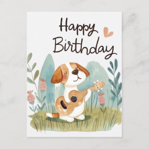 Süßer Beagle mit Gitarre Alles Gute zum Geburtstag Postkarte