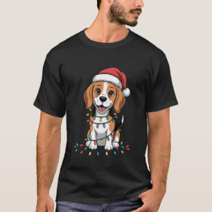 Süßer Beagle Weihnachten Xmas Nikolausmütze Hunde T-Shirt