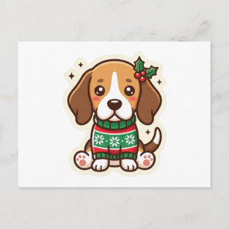 Süßer Beagle-Weihnachtspullover Kawaii-Hunde-Postk Feiertagspostkarte