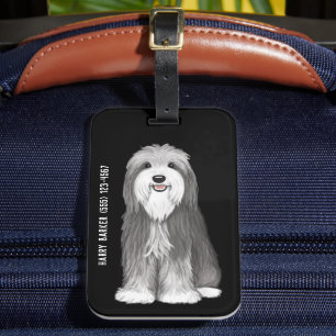 Süßer Bearded Collie Cartoon-Hund Gepäckanhänger
