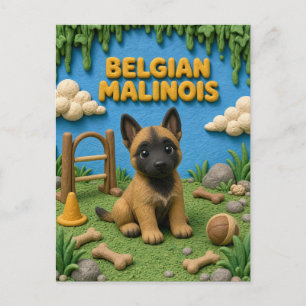 Süßer belgischer Malinois-Welpe, Babyhund Postkarte