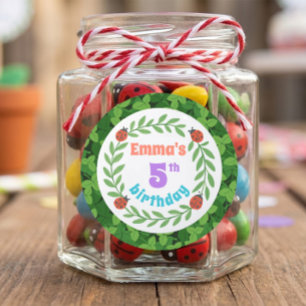 Süßer benutzerdefinierter Marienkäfer & Blatt 5. G Runder Aufkleber