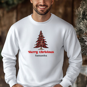 Süßer benutzerdefinierter Name Büffelkariert Weihn Hoodie