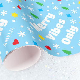 Süßer benutzerdefinierter Name Feiertags-Retro-Bla Geschenkpapier