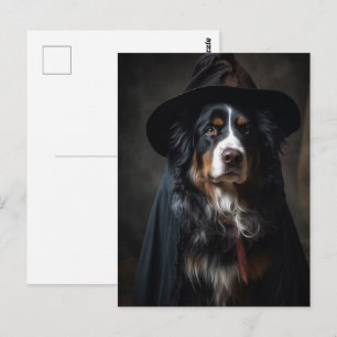 Süßer Berner Sennenhund Hexe Postkarte