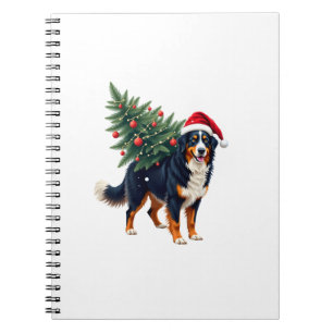 Süßer Berner Sennenhund in einem Weihnachtsbaum fü Notizblock