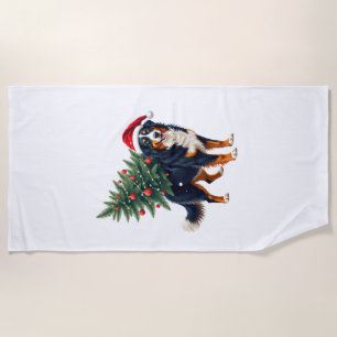Süßer Berner Sennenhund in einem Weihnachtsbaum fü Strandtuch