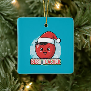 Süßer bester Lehrer Weihnachten Apfel Feiertag Keramikornament