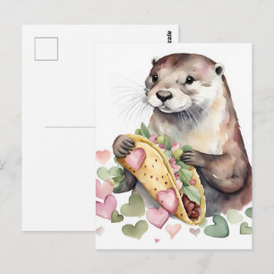 Süßer bezaubernder Otter mit Taco Postkarte