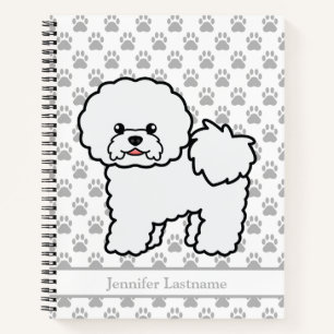 Süßer Bichon Frise Cartoon-Hund mit individuellem  Notizbuch