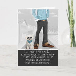 Süßer Bichon Frise Hund und Papa zum Vatertag Feiertagskarte