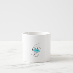 Süßer Bichon Frise Welpe umarmt blauen Stern Espressotasse