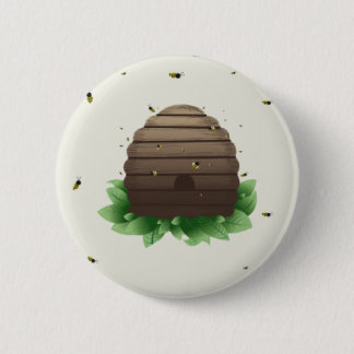 süßer Bienenstock und Bienenschwarm Button