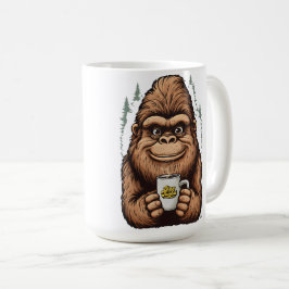 Süßer Bigfoot trinkt Kaffee  Lustiger Sasquatch  Kaffeetasse