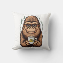 Süßer Bigfoot trinkt Kaffee Lustiger Sasquatch Kissen