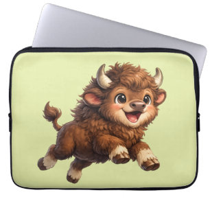 Süßer Bison mit großen Augen Glückliches Wildtier- Laptopschutzhülle