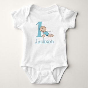 Süßer Blau 1. Geburtstag Baby Strampler