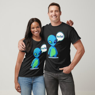 Süßer blauer Außerirdischer sagt Hallo T-Shirt