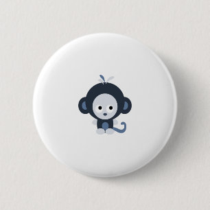Süßer blauer Babyaffe Button