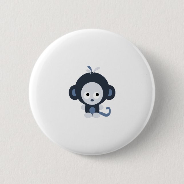 Süßer blauer Babyaffe Button (Vorderseite)
