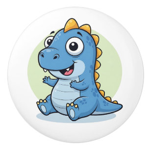 Süßer blauer Babydinosaurier Keramikknauf