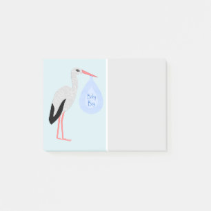 Süßer blauer Babyjunge Storch Post-it Klebezettel