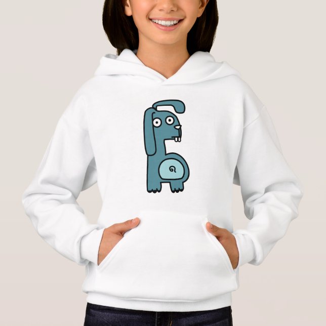 Süßer blauer Cartoon-Ziegen-Pullover für Mädchen Hoodie (Vorderseite)