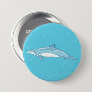 Süßer blauer Delfin-Ozean-Illustration Button