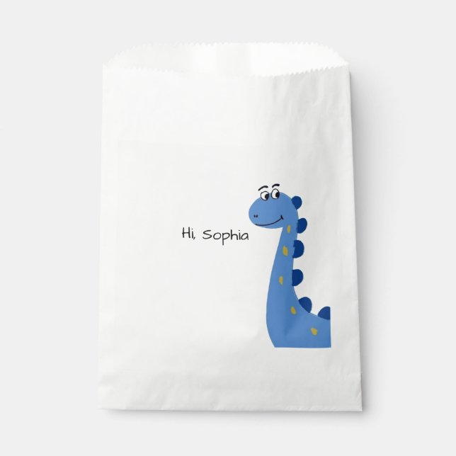 Süßer blauer Dinosaurier - Benutzerdefinierter Nam Geschenktütchen (Vorderseite)